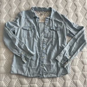 Forever 21 Jean button up shirt with lace